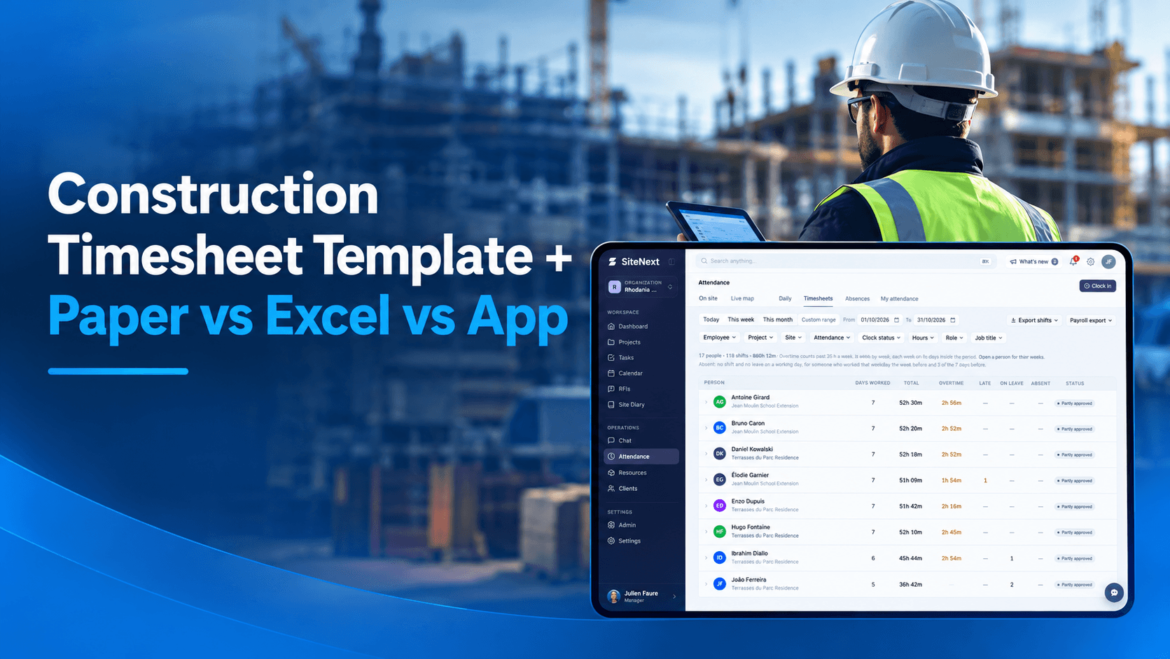 Construction Timesheet Template + Paper vs Excel vs App