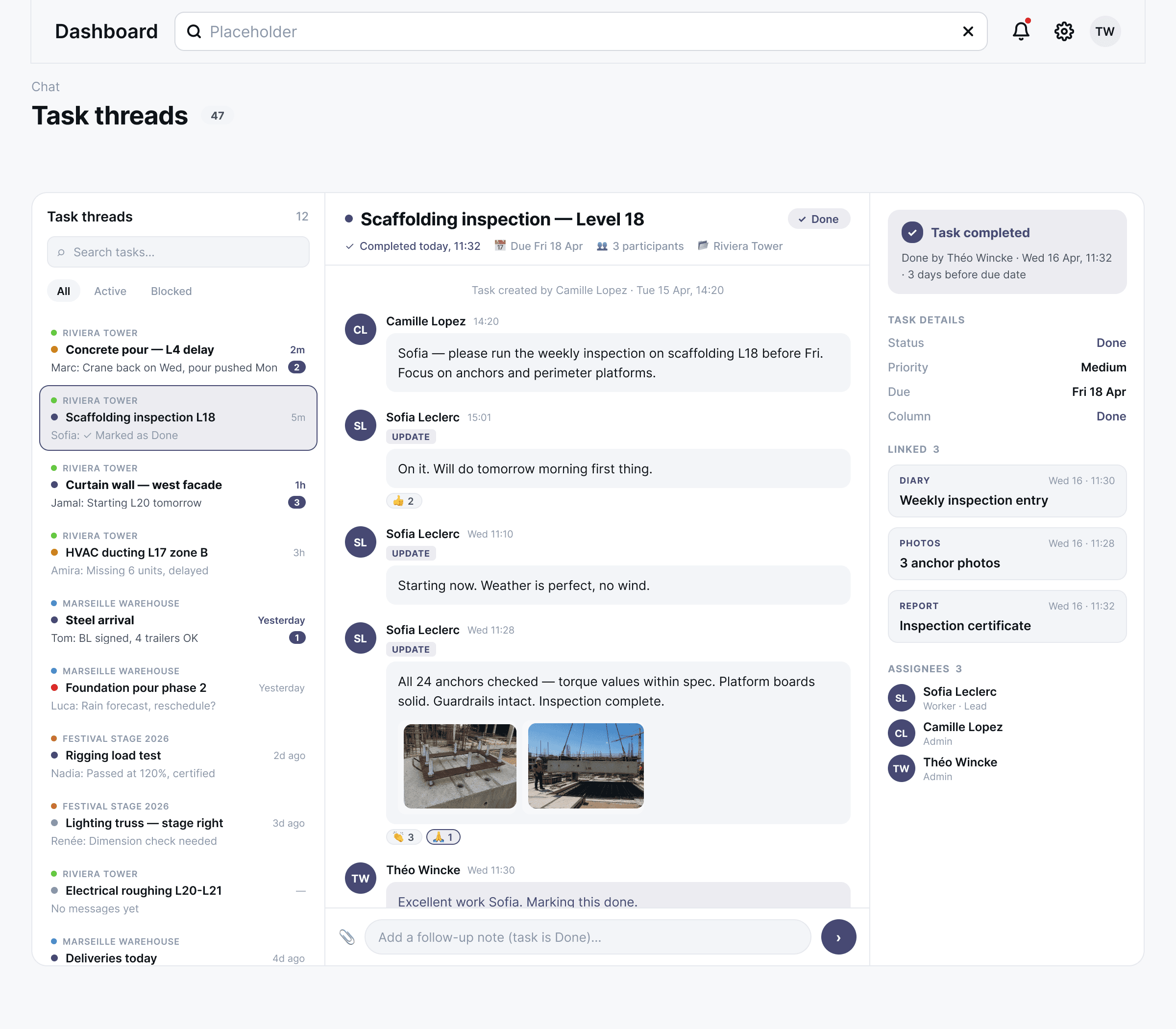 Resolved task thread
